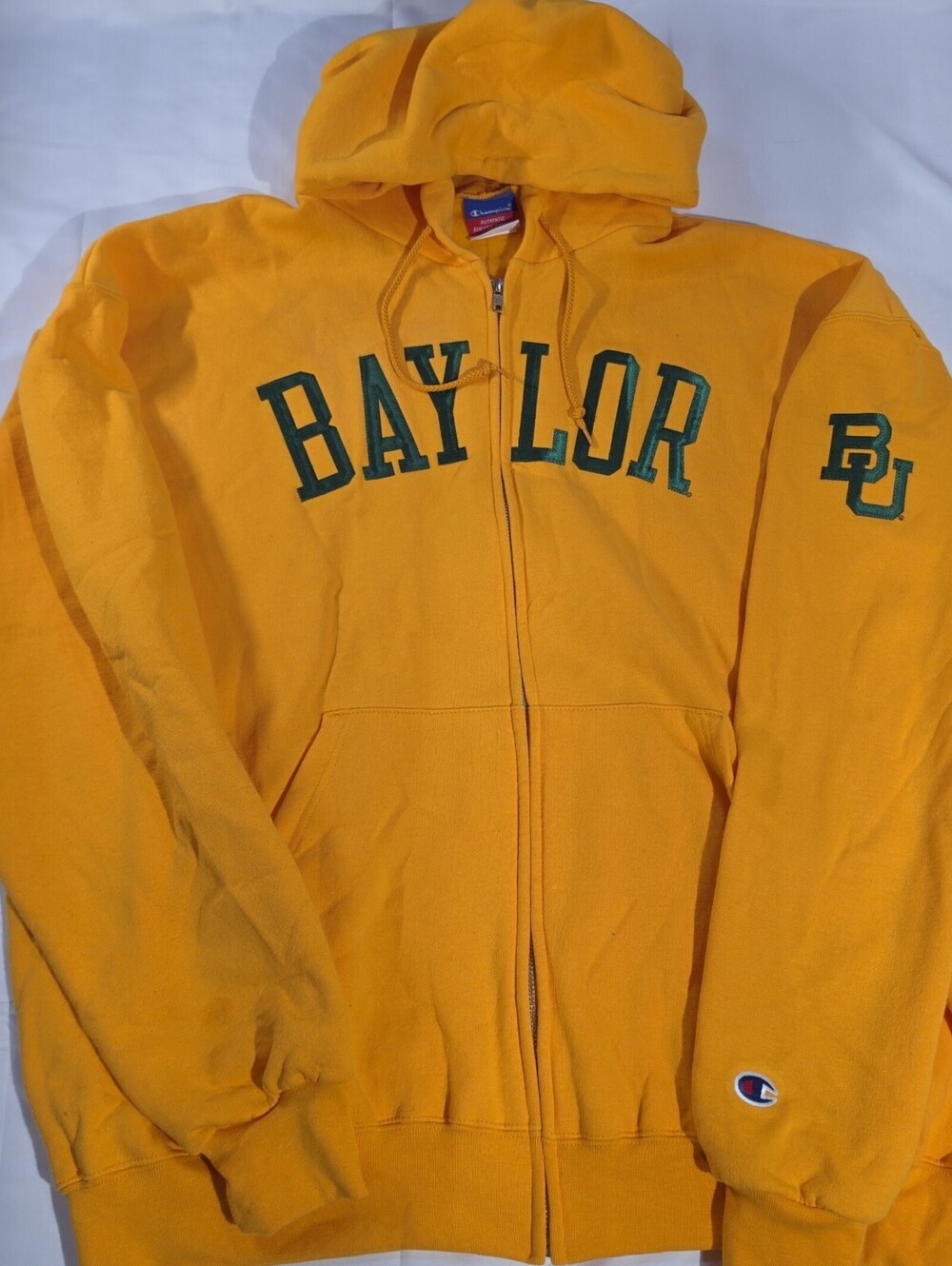 Champion Baylor University Zip Hoodie Mens XL Gold Good NCAA Bears Sweatshirt